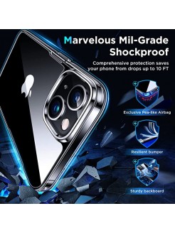 iPhone 14 Case & iPhone 13 Case, [Not Yellowing] [Military Drop Protection] Slim Fit Yet Protective Shockproof Phone Case - Crystal Clear