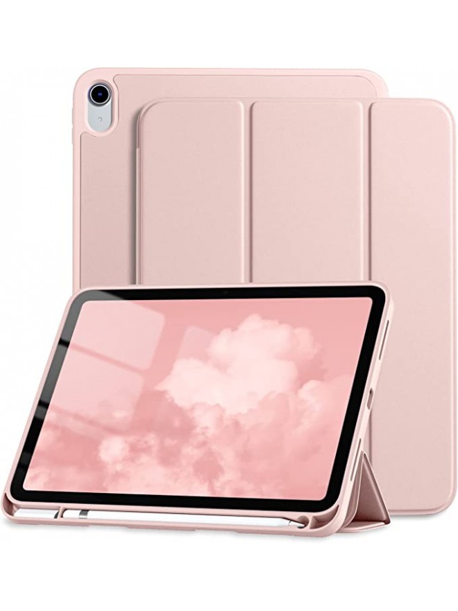 Rose Pink Soft TPU Cover with Trifold Stand and Auto Sleep/Wake