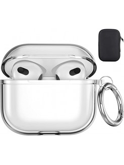 AirPods 3 Case, Clear Airpods 3rd Generation Case with Keychain Soft TPU Protective Shockproof Cover 