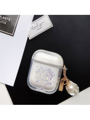 Silicone earphone shell Transparent Quicksand Hard Shell for Airpods 1/2 Case Protective Cover