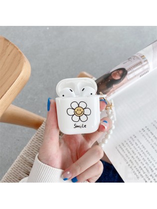Pin Hole Sanding DiscsCute Smile Flower Pendant Earbuds Cases For Apple AirPods 1 2 3 Air Pods Pro Soft Cover Pearl Bracelet Bluetooth Earphone Shell